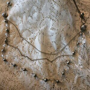3 layer silver and clear necklace